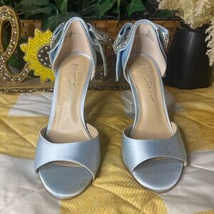 Betsey Johnson Light Blue Satin Heels with Bow